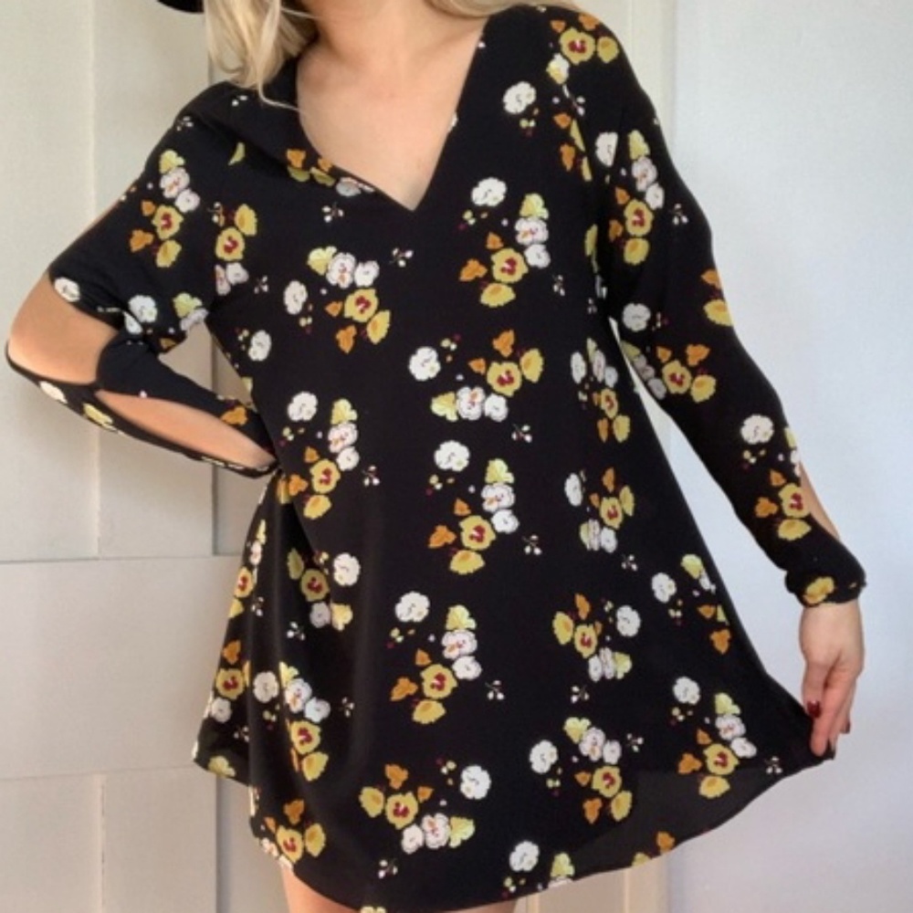 ZARA Trafaluc Floral Swing Dress Cold Shoulder S